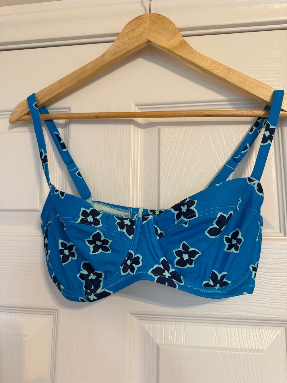 Aerie Unlined Underwire Blue Floral Bikini Top